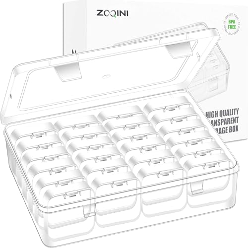 Image of Bead Organizer Box, 28Pcs Small Clear Plastic Storage Containers, 1 Large Craft Organizer Box, 1 Sheet Label, Mini Parts Storage Solution for Beading Jewelry Making Diamond Arts Screws Seeds