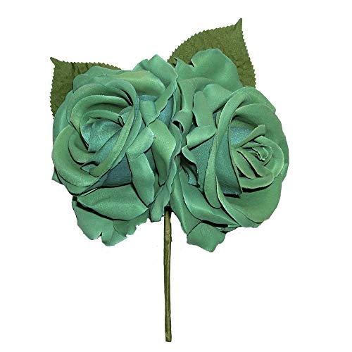 FLOR FLAMENCA RAMO DE DOS ROSAS GRANDES (VERDE AGUA)