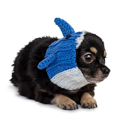 Zoo Snoods Baby Shark Costume For Dogs, Medium - Warm No Flap Ear Wrap Hood For Pets, Dog Outfit For Winters, Halloween, Christmas & New Year, Handmade Soft Yarn Ear Covers - Blue #TOP6