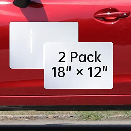 2 Pack Round Corner Blank Car Magnets-18 X12, Flexible Car Blank Magnetic Sign for Commercial or Marketing Vehicles/Car Promotion Business Cover Company Logo/Scratch Dent (18" × 12"-2 Pack White)