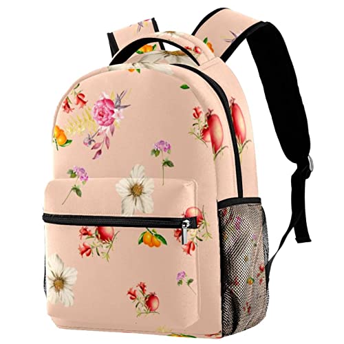 Mochila escolar con patrón de flores de gran capacidad ajustable para la escuela, Multicolor 8