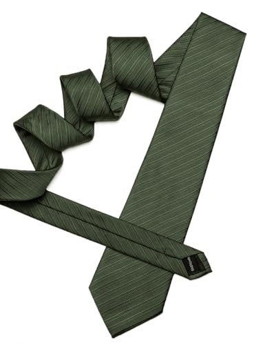 Image of Barry.Wang Solid Striped Tie for Men Silk Necktie Pocket Square Cufflinks Formal Wedding Party Business