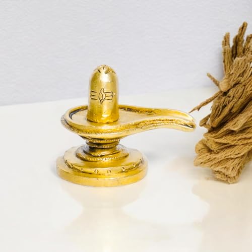 Image of SHANTI Brass Shivling for Home Puja, Shiva Lingam for Temple, Office Desk, Gift & Decor (SL3595)