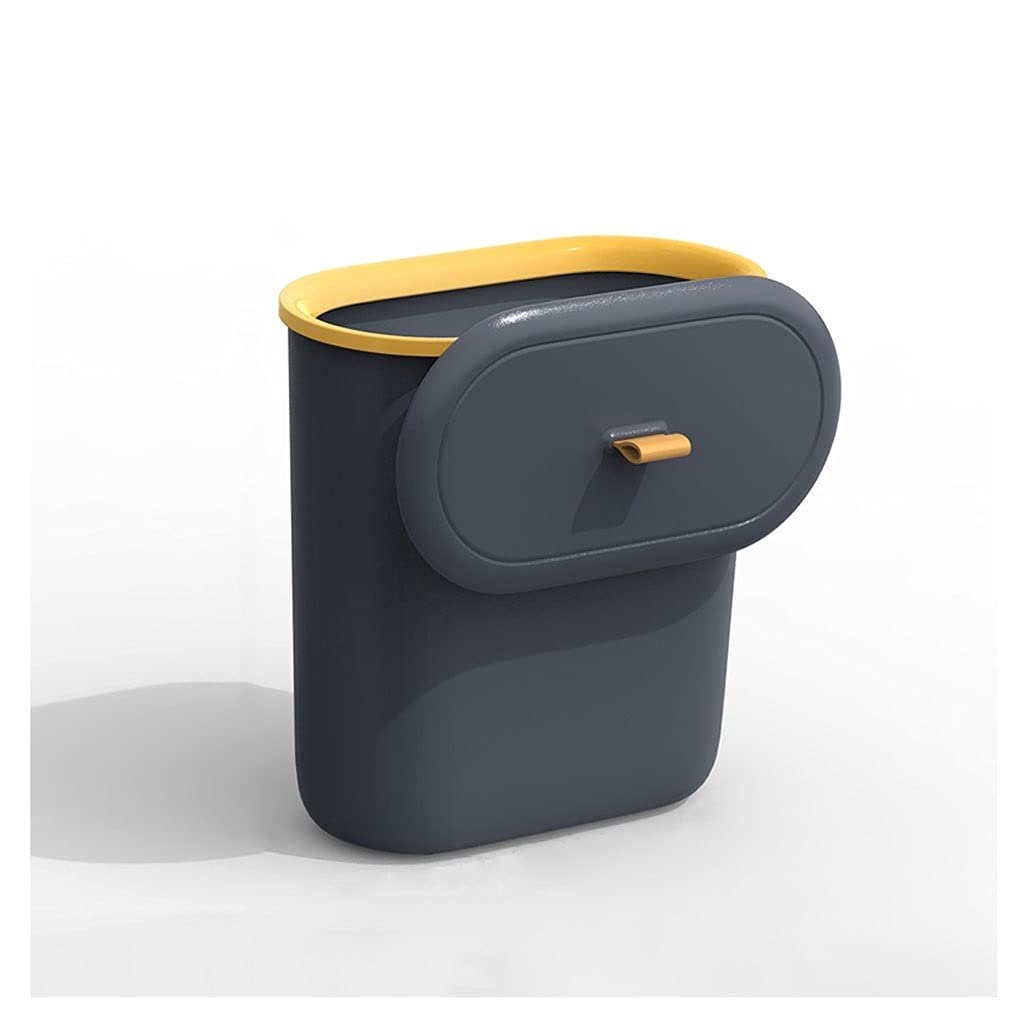 Waste Baskets 7.5L Kitchen Counter Hanging Trash Can Tank Lid Trash Can for Bathroom Bedroom Cabinet Counter Under Desk Trash Can (Color : D)