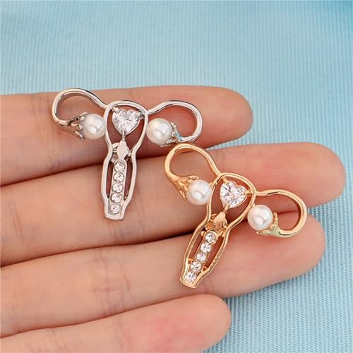 Image of Uterus Ovary Pin for Women Personality Female Body Organ Uterus Ovary Brooch Pin Feminist Medical Symbol Female Organ Gynecologist Nurse Gift Jewelry Brooch Pins