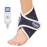 JOBYNA Heated Ankle Wraps for Planters Fasciitis/Achilles Tendinitis Pain Relief, 1 Pack Electric Ankle Heating Pad for Sprained Ankle, Arthritis Foot Heel Pain Relief, 86℉-158℉ & Auto Shut-Off