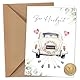 Hochzeitskarte Auto mit Umschlag aus Kraftpapier -Karte, A6 Klappkarten Aquarell Karte Hochzeit, Premium Glückwunschkarte zur Hochzeit