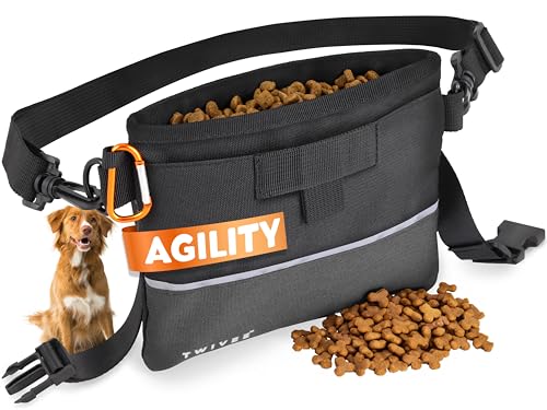 TWIVEE – Leckerlitasche für Hunde – Futterbeutel mit Einhand-Schnappverschluss – herausnehmbare Innentasche – Futtertasche für Hundetraining – inkl. Karabiner