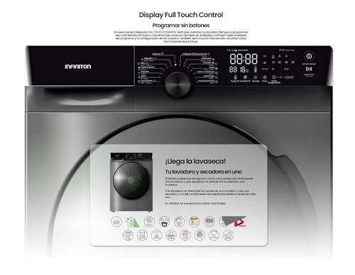 Lavaseca Carga Frontal INFINITON WSD-K0A7D5DK, 10 kg Lavado, 7 kg Secado, 14 Programas, 1500 RPM, 80 dB, Inicio Diferido, A/D, Dark Inox - imagen 2