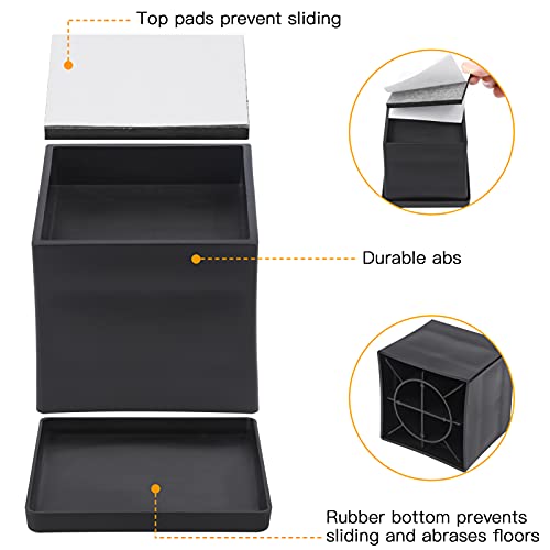 Btsd-Home Bed Risers 2 Inch Heavy Duty Furniture Risers Chair Table Legs Risers Great For Thin Legs Add 2" Height 4 Pack Square #TOP2
