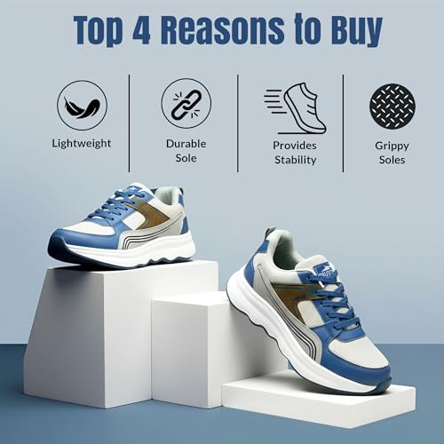 Image of BRUTON Jogex-614 Men's Running Shoes | Lightweight Sports Shoes for Men | Comfortable Walking Jogging Gym Shoes | Breathable Lace-Up Training Footwear