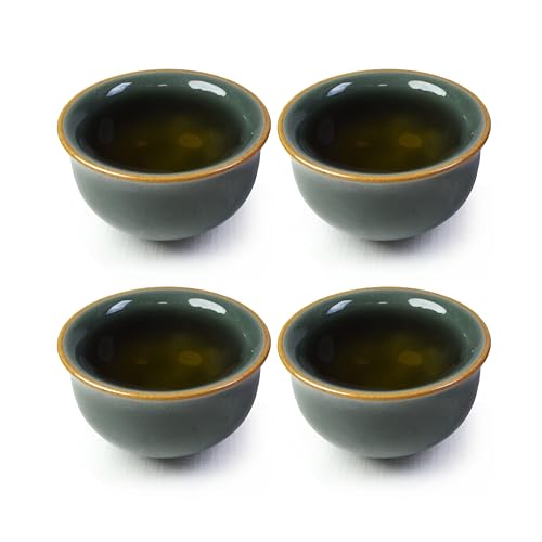 Cup Chinese Gongfu Tea Cup Ice Crack Glaze Cups 2.5oz (green)