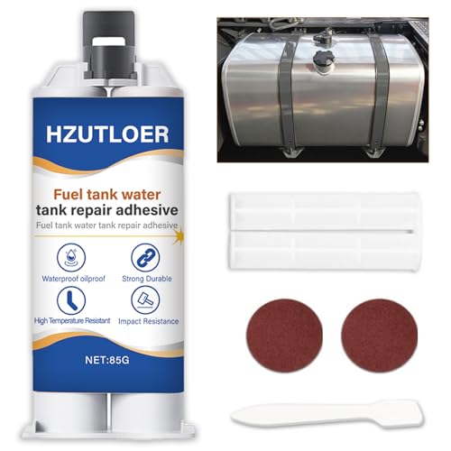 Hzutloer 2.87oz(85g) Instant Fuel & Water Tank Repair Adhesive Kit-Waterproof High-Temp Resistant for Cars Motorcycles Trucks Solar Heaters-Fast Bonding No Leakage Easy DlY Fix