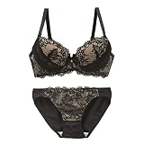 [シロハト] ソニアブラック SONIA BLACK シアーレース ブラジャー ショーツ セット ABCD(BK-ブラック、B80-L)