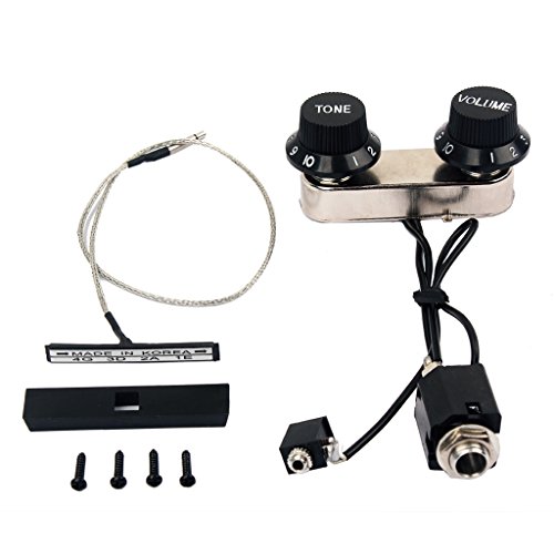 Alnicov Violin Pickup Piezo Transducer Bridge Set mit Tone Volume Reglern für Gitarre Violine Zubehör
