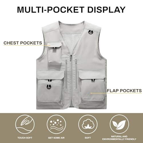 Generic Custom Your Logo Mens Outdoor Work Vest for Fishing Lightweight Sleeveless with Multi Pocket Photography Teamwork4