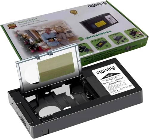VHS-C to VHS Motorized Cassette Adapter - Tape Converter for Playback on Standard VHS Players for Electric VHS Cassette Changer(Not Compatible with Hi8, 8mm, or Mini DV Tapes)