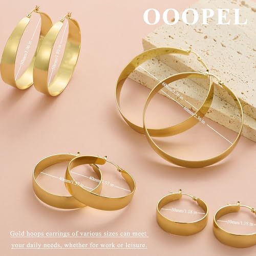OOOPEL 10mm Thick Chunky Gold Hoops Earrings for Women 14K Real Gold Plated Hoop Earrings for Women Hypoallergenic Lightweight Big Hoop Earrings Jewelry Gifts 30/40/50/60MM by OOOPEL - Image 6