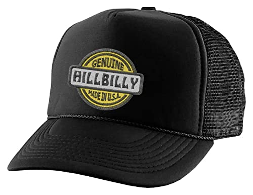 Genuine Hillbilly Trucker Hat Embroidered Adjustable Snapback (Black)