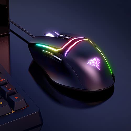 BENGOO Wired Gaming Mouse, PC Computer Mice USB Mouse with 6 RGB LED Modes, HighPrecision 6
