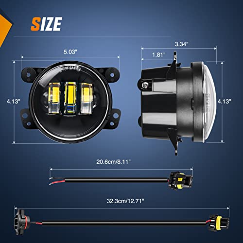 Image of Nilight 4 Inch LED Fog Light Assembly Compatible with 2007 2008 2009 2010 2011 2012 2013 2014 2015 2016 2017 2018 Jeep Wrangler JK Unlimited JKU w /Conversion Cable Clear Lamps