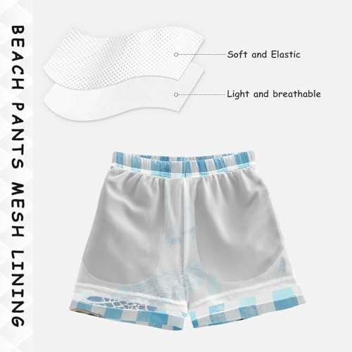 Boys Beach Board Shorts Sea Turtle Blue Swim Trunk Teen Swimwear4