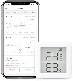 SwitchBot Thermometer Hygrometer Alexa iPhone - Android Wireless Temperature Humidity Sensor with Alerts