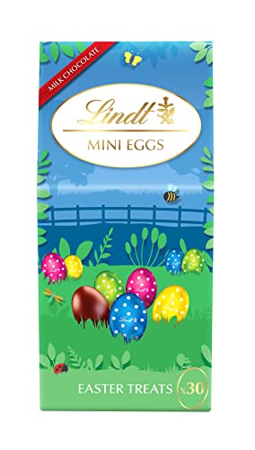 Lindt Solid Mini Eggs Canister, 177 g - Perfect for Easter Egg Hunt and Treating - Individually-Wrapped Lindt Milk Mini Eggs With a Solid Filling