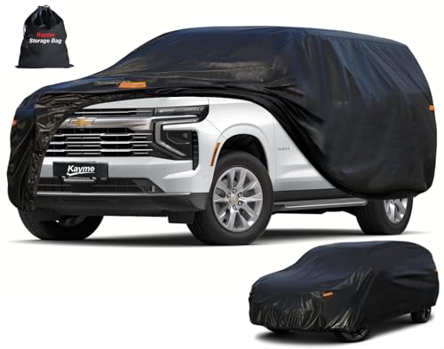Kayme 7 Layers SUV Car Cover Custom Fit for Chevrolet Chevy Tahoe (2007-2025) Waterproof All Weather for Automobiles, Outdoor Full Cover Rain Sun UV Protection.