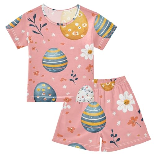 Summer Pajama Set Easter Egg Spring Pattern, Short Sleeve Sleepwear Nightwear