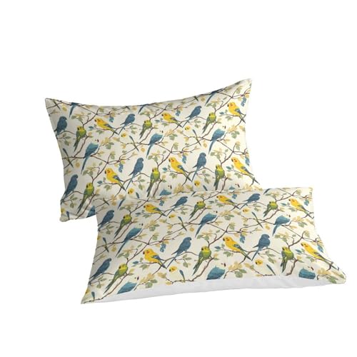 Houssette oiseaux sur branches impression 3D microfine parure lit zippée King - 3