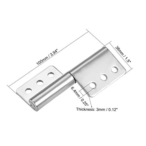 Uxcell Lift Off Hinge, Stainless Steel Slip Joint Flag Hinges Left Hand Cabinet Door, 4Inch Long 6 Holes, 2Pcs #TOP1