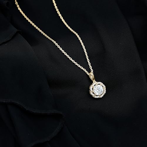 Certified 2 Carat diamond Necklace For Women, Ef-Vs Quality, Lab Grown Diamond Halo Pendant With Chain (Ideal For Gift)2