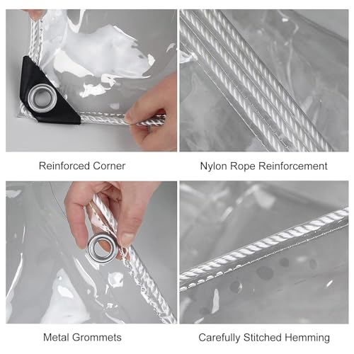 Bâche transparente pour gazebo et rideaux extérieurs imperméables avec fermeture éclair