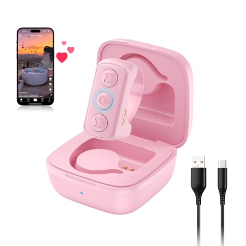 TikTok Scrolling Ring, Bluetooth Remote Control Page Turner for iOS iPad Android, Finger Scroller for TikTok Camera Video Shutter Selfie Button - Pink