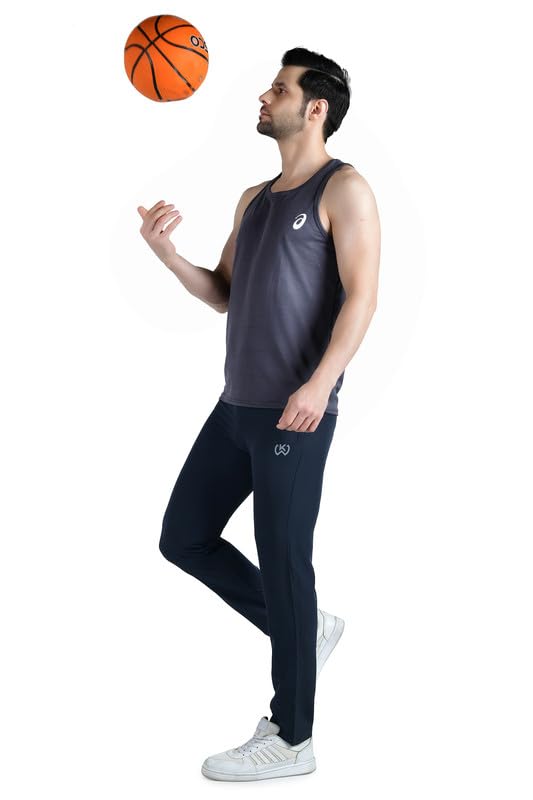 Image of KWINGS Soft NS Lycra Track Pant for Men - Comfortable Straight Fit Joggers with Secure Side Zipper Pockets