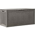 YITAHOME 100 Gallon Outdoor Storage Box, Large Water Resistant Resin Deck Box, Indoor Outdoor Lockable Storage Container for Patio, Garden, Cushions, Tools, Equipment (Taupe)