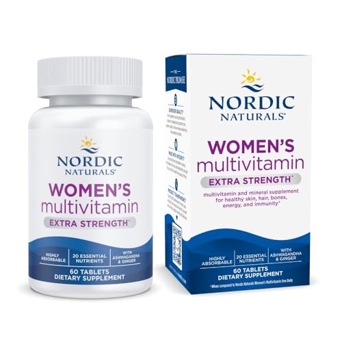 Nordic Naturals Women’s Multivitamin Extra Strength - Skin, Hair, Energy, & Bone Support - Immunity Supplement - 20 Essential Nutrients - 60 Tablets - 30 Servings