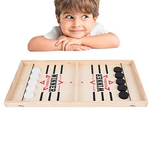 Juego Fast Sling Puck | Juegos de mesa familiares | Sling Puck Game Juego de juguetes interactivos para padres e hijos | Juegos divertidos del partido del juego del hockey sobre hielo madera la tabla Cover