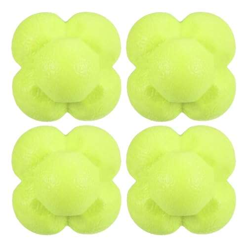 M METERXITY 4 Pack Reaction Ball - TPR High Difficulty Agility Training Ball Apply to Sports Exercise Daily Use (Yellow)