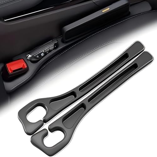 NOBEYSTON Car Seats Gap Filler Dual-Slot Car Seat Gap Organizer with Belt Slot Anti-Drop Gap Filler for Cars & SUVs No More Lost Items All Within Reach (2PCS) (Black)