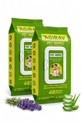 Image of Hypoallergenic Dog Wipes, Cleaning and Odor-Controlling Grooming Wipes for Paws, Body, and Butt, Perfect for Puppy and Adult Dogs (Pack of 2(96 Wipes))