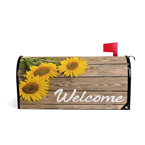 Domook Magnetic Mailbox Cover Greetings Personalized Home Garden Decorative Mailbox Post Wrap Standard/Large Sized Outdoor Courtyard Garden Fence (52.6X45.8Cm, Sunflower) #TOP15