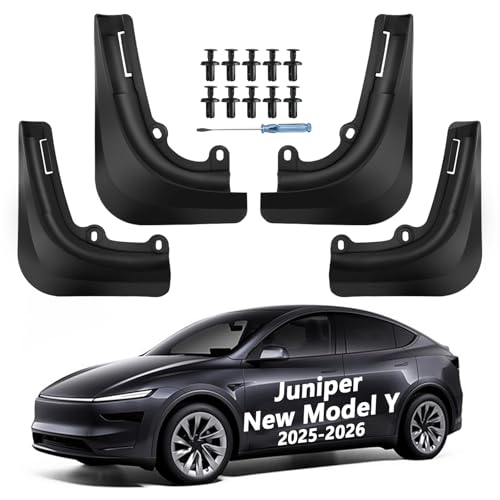 Mud Flaps for Tesla Model Y Juniper Accessories (2025-2026) - Exact Fit No Drill Military-Grade Rugged Durability Mudflaps, Anti-Scratch Low Drag Paint Protection Mud Guards Model Y Juniper Upgraded