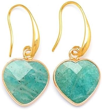 Pair of BOSUDA Natural Stone Peach Heart Dangle Earrings