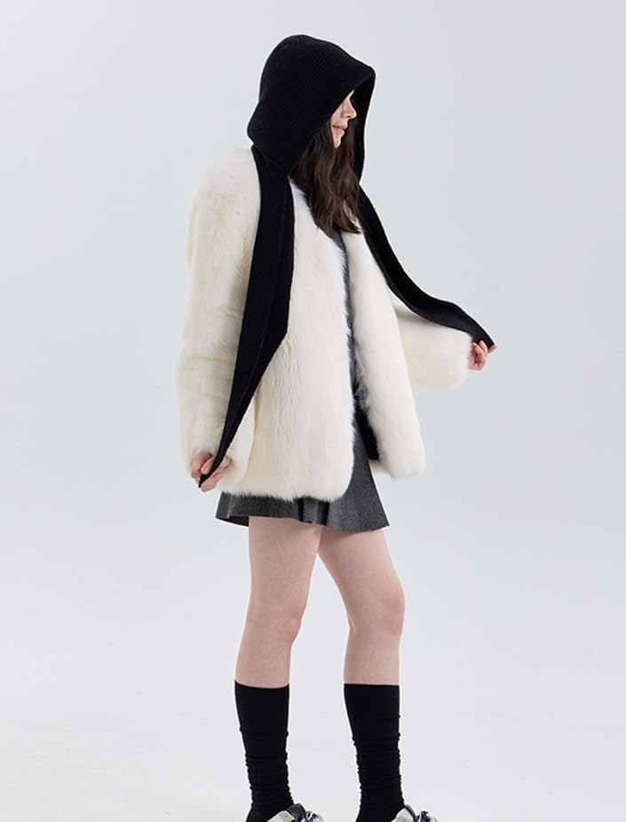 Halemet Women Knit 2-in-1 Hat and Scarf Winter Hat Scarf for Women Warm Shawl Wrap with Hood Balaclava Cap Poncho Neck Warmer - Image 3