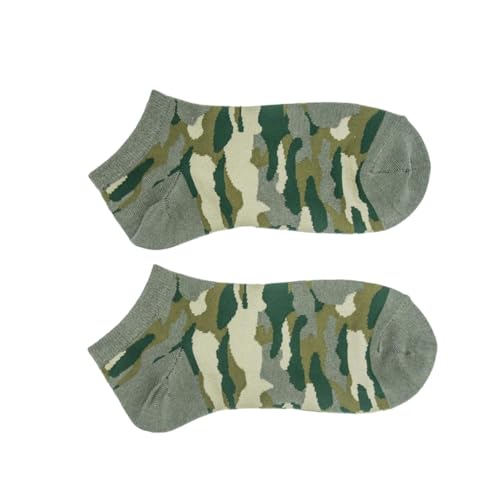 5 Pairs - Spring And Summer Personalized Camouflage Socks, Retro Men's Japanese Minimalist Boat Socks