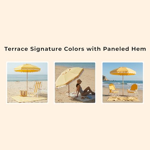 DEER LAND 6FT Patio Beach Umbrella for Outdoor, UPF 50+ Sun Shade for Patio, Backyard, Garden, Pool and Beach, Tilt Adjustable, Portable, Harbour Mimosa by DEER LAND - Used condition - Image 5