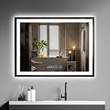 YU YUSING Espejo Baño con Luz LED Regulable, Horizontal Negro