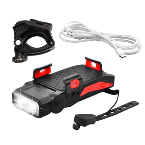 Phare de vélo lumineux avec support smartphone antichoc et sonnette d'alarme